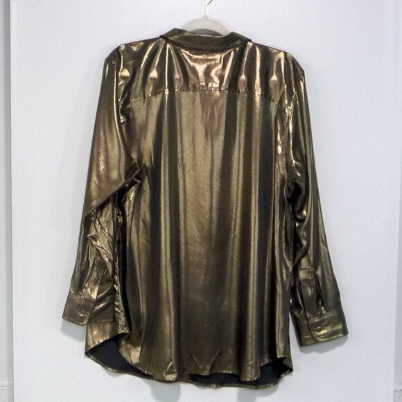 Lauren Ralph Lauren Gold Metallic Shirt 1X - Picture 4 of 6
